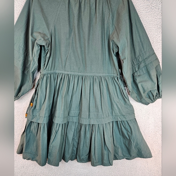 Madewell Womens Oaklynn Green All Cotton Long Sleeve Drawstring Dress Sz-S *READ - Picture 12 of 15